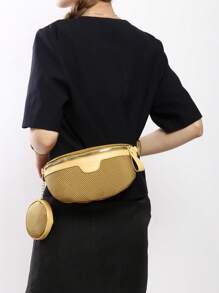 New Minimalist Rhinestone Fashion Chest Bag, Multifunctional Versatile Wide Strap Crossbody Bag & Phone Pouch - Yellow - View 11