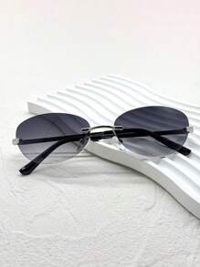 1pc Men's Frameless Futuristic Fashion Fashion Glasses, Y2K Style, Retro Vintage Metal Glasses Like Celebrity/Influencer Designs - Multicolor - View 2