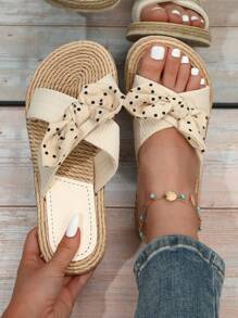 2025 Summer INS Fashion Women's Casual Slippers, Outdoor Flat Slip-On Sandals With Bowknot, Suitable For Home And Going Out