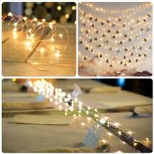 1 pièce Guirlande lumineuse à LED blanche chaude, alimentée par batterie avec télécommande et minuterie - 50/100/200 LED, longueur de 16,4 pi/32,8 pi/65,6 pi, modes scintillant et clignotant, pour chambre à coucher, intérieur, mariage, dortoirs, Noël, Halloween, décoration, éclairage de pièce