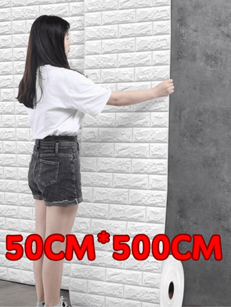 Fashionable Foam 3D Tile Sticker, Self-Adhesive Wall Sticker, General Dormitory/Study/Bathroom Decoration, PVC Decorative Wallpaper, Waterproof Vinyl Contact Paper! Teared Off Bedroom Wallpaper Roll, Easy DIY Upgrade! -White, Pink, Cute Animal Print-