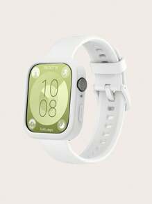 Set de 2 piezas: Correa de reloj de silicona desmontable de unicolor + Funda protectora de silicona de marco completo compatible con Huawei Watch Fit 3 - Reloj Fit 3 - Ver 8