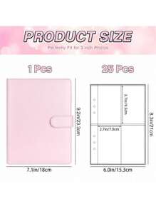 1 件 A5 相册胶片袋 PU 皮革收藏夹，偶像相册收纳文具，带 25 个套