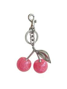 Nuevo llavero de metal con colgante con perlas falsas y cristal con forma de cereza, apto para uso diario. Dije con forma de cereza brillante con clip para bolso, accesorio de resina y metal brillante para bolsos y carteras de mujer. Llavero con forma de corazón, accesorio para bolsos, puede enviarse como regalo a familiares, amigos, compañeros de clase, parejas, cumpleaños, profesores, recuerdos.