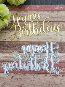 生日快乐文字金属切割模具模板，艺术纸压花模具模板，用于制作卡片、DIY 剪贴簿、相册工艺装饰、压花纸卡工艺品模切生日