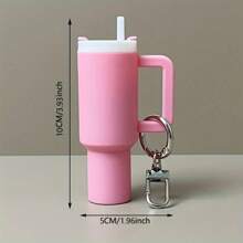 1Pcs Random Color Keychain Lipstick Holder Sky Blue Mini Tumbler Keychain - Versatile PVC Key Ring For Lipstick & Accessories, Stylish Bag Charm With Lobster Clasp - Random Color - View 6