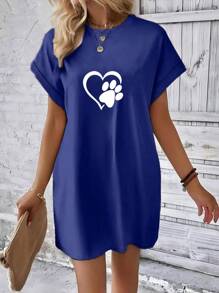 Women's Midi Dress With Cat Paw Print