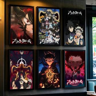 1 pièce Affiche murale sans cadre Pop 1 pièce Anime Black Clover. Affiche artistique adhésive murale, imperméable, pour décoration de maison, salon, chambre à coucher, bar, esthétique. Cadre en option.