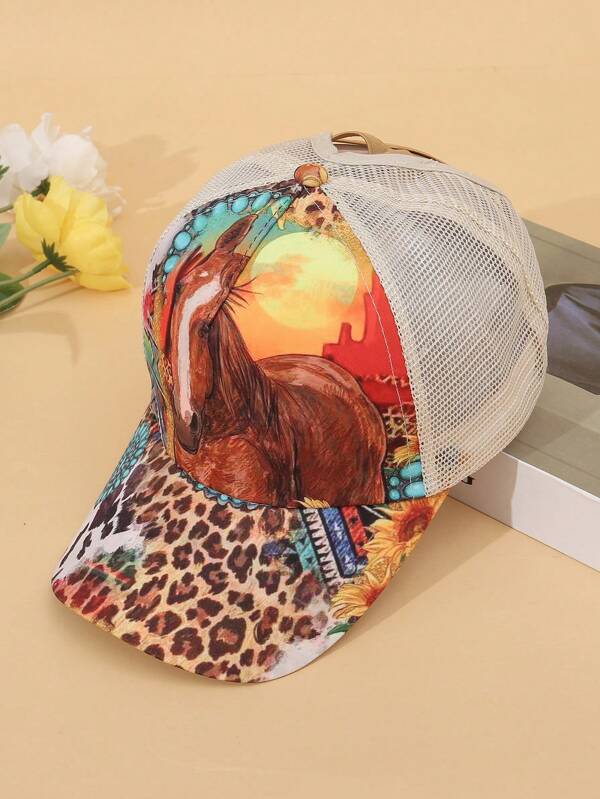 1 pieza Gorra de béisbol nueva de primavera y otoño con rayas y correa elástica cruzada para coleta, sombrero de sol