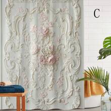 1pc Printed Waterproof Shower Curtain With 12 Plastic Hooks, Machine Washable, Bathroom Divider, Tub Curtain, Bathroom Decorative Window Curtain Back To School