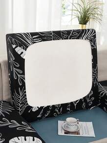 1 Stück digitaldruck Sofakissenbezug, Schwarz-Weiß Blättermuster, hoch elastisch, kratz- und staubfest, abnehmbar und waschbar, geeignet für Wohnzimmer, Schlafzimmer, moderne Dekoration, ganzjährig