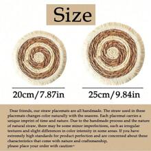 1 pieza /4 piezas /6 piezas Posavasos o manteles individuales redondeados con flecos de estilo bohemio tejidos a mano de manera natural, adecuados para restaurantes, decoración de bodas