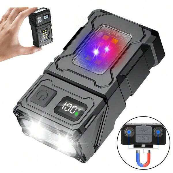 1PC Portable LED COB Flashlight Dual Light Source Super Bright Torch Type-C Rechargable Camping Emergency Lamp EDC Torch Lamp