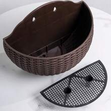 1个人造藤壁挂式半圆形花盆，带挂钩，非常适合室内悬挂，水培花盆家居装饰户外阳台壁挂 - 彩色 - 查看 8