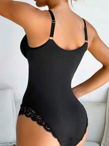 Women's Solid Color Contrast Lace Sexy Jumpsuit
