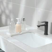 Silicone Bathroom Soap Dishes With Drain Spout-Bathroom And Kitchen Sink Organizer,Sponge Holder,Dish Soap Tray,Perfect For Dispenser,Scrubber,Bottle,Cup On Sink Or Counter-Coffee 4.9"*3.2" - 白色 - 查看 7