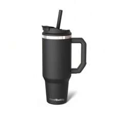 Leak Proof - Double Wall Vacuum Sealed Tumbler - Handle Fits Lip Balm & Keys - Drinkware - Black - View 1