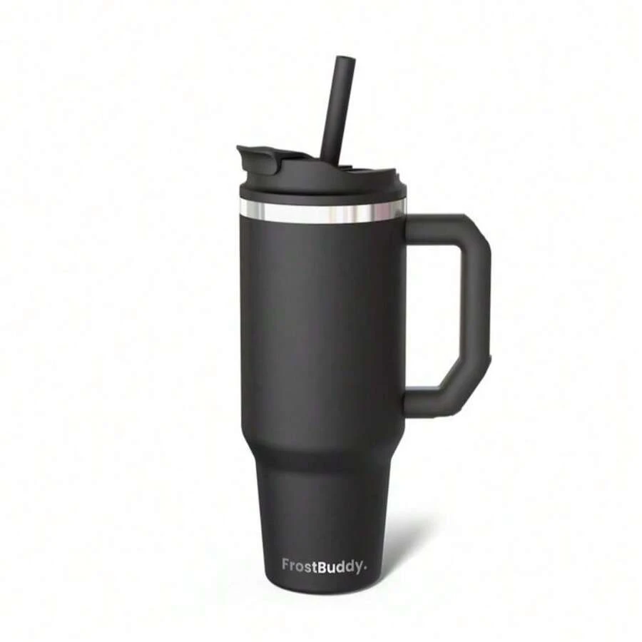 Leak Proof - Double Wall Vacuum Sealed Tumbler - Handle Fits Lip Balm & Keys - Drinkware - Black - View 1