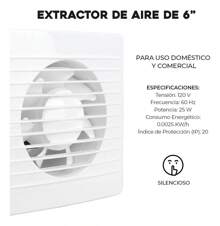 Extractor de Aire Silencioso Ventiladores Elimina Olores, Vapor y Húmedad para Baño Cocina 4 Silencioso - Tipo de Enchufe A USA (110-127V) - Ver 5