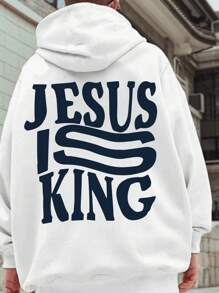 Blusa Moletom Masculino Streetwear Branco Jesus is King Unisex Blusa de Frio - Branco - Visão 2