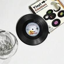 6 pezzi di sottobicchieri in vinile, creativo vintage classico retro, pad riciclato da dischi musicali rock americani, antiscivolo, resistente al calore, isolante, decorazione per la casa