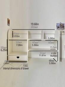 1pc Simple Assembly Drawer Bookshelf Desktop Storage Rack, Multi-Layer Shelf For Bedroom, Office, Living Room, Easy Assemble Bookcase Storage Rack