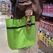 Foldable Wheeled Grocery Cart, Portable Waterproof Shopping Tote Bag