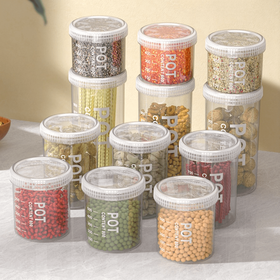 5pcs Multi-Grain Storage Canisters, Plastic Airtight Containers For Dried Foods, Grains & Snacks, Anti-Insect & Moisture-Proof, Back To School Supplies