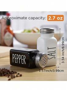 2 piezas Tarros de especias de cristal con agujero y tamizador de polvo, botella de pimienta, botellas cuadradas pintadas para condimentos, conjunto dispensador de aceite - Dispensador de aceite de oliva de cristal con pico de acero inoxidable + botella de vinagre negro, dispensadores de condimentos para cocina, aptos para cocinar, hornear, asar a la parrilla, artículos esenciales de cocina, imprescindibles del hogar - Blanco y Negro - Ver 5