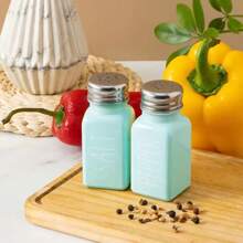 2 piezas Tarros de especias de cristal con agujero y tamizador de polvo, botella de pimienta, botellas cuadradas pintadas para condimentos, conjunto dispensador de aceite - Dispensador de aceite de oliva de cristal con pico de acero inoxidable + botella de vinagre negro, dispensadores de condimentos para cocina, aptos para cocinar, hornear, asar a la parrilla, artículos esenciales de cocina, imprescindibles del hogar - Blanco y Negro - Ver 11