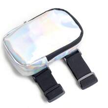 Hot Unisex Sport Waist Phone Belt Bag Fashionable Holographic Laser PU Leg Bag Adjustable Thigh Zipper Closure Water-Proof - Silver - View 2