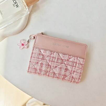 Women's Short Wallet With Cherry Blossom Pendant Korean/Japanese Style PU Coin Purse Card Holder For Women Wallet Mini Wallet Purse Wallet Small Wallet Cute Wallet