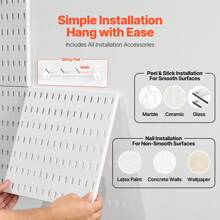 Pegboard Combination Kit, 11" X 11" Plastic Pegboard, 4 Panels, Peg Board Wall Organizer Kit With Accessories, For Garage Tool Storage Kitchen Living Room Craft Room Office Bathroom Home, White, Black - 白色 - 查看 6