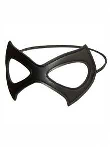 1 mască neagră din piele ecologică, ochi de pisică - temă sexy cu pirat, bandă elastică reglabilă, ideală pentru cosplay de Halloween și accesoriu pentru costum de Ziua Îndrăgostiților, mască de Halloween