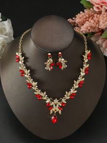 3pcs/Set Fashionable New Diamond Studded Women's Jewelry Necklace, Earrings, Elegant Women's Jewelry Set, Suitable For Women To Wear In Daily Wear, Engagement, Wedding, Party, Banquet Occasions, The Best Choice For Holiday Gifts.