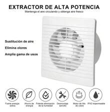 Extractor de Aire Silencioso Ventiladores Elimina Olores, Vapor y Húmedad para Baño Cocina 4 Silencioso - Tipo de Enchufe A USA (110-127V) - Ver 4
