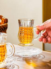 1 套，土耳其茶杯碟套装，复古花卉玻璃茶杯和咖啡杯组合，包括 6 个杯子和 6 个碟子，细腰设计，底部加厚，防止茶变冷，适合 6 人，容量 120 毫升/4.3 盎司 - 彩色 - 查看 9