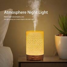 1 Pc 150ml Ultrasonic Mini Air Humidifier Aromatherapy Essential Oil Diffuser USB Powered Auto Shut Off Timer Ultra Quiet Cracked Cover White Yellow Dark Woodgrain For Home, Office, Yoga, Bedroom