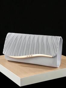 Satin Material One Satin Face Evening Bag Ladies Pure Hand Full Diamond Vintage Folding Hand Gold Ladies Dinner Bag European And American Vintage Skew Bag Hollow Senior Bag Crossover New Pearl Fringe Dinner Bag European Fashion Style Shoulder Span Bag - Silver - View 5