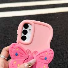 1 pieza Funda de teléfono con forma de onda de caramelo y efecto de aerosol de aceite, multidimensional, para el sueño de la dopamina, con soporte oculto de mariposa, cobertura completa, protección anti-golpes, compatible con iPhone 12/13 Pro Max, Redmi Note 11 4G, Galaxy A55, Infinix Note 30, Moto E30, diseño sencillo, adecuado para uso diario y transporte al aire libre, protege perfectamente su teléfono