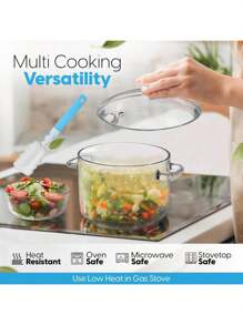 High Borosilicate Glass Stew Pot Soup Pot, High Temperature Resistant, Open Flame Heating Stew Pot Soup Pot With Bowl Brush. - Transparent - View 8