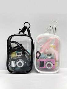 1pc Mini Clear Travel Storage Bag - Portable Organizer For Dolls With Keychain, Earphones, Cables, Lipsticks, Keys, Small Accessories With Zipper Closure, Non-Painted Edges, And No Print Design, Perfect For Travel And Daily Use Travel Essentials Travel Accessories Travel Must Haves - Multicolor - View 5