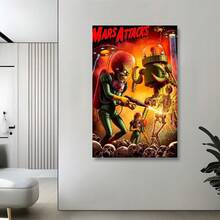 Framed  "Mars Attacks" Movie Poster Canvas Print: Martian Invasion Art For Home Decor - Framed - View 5