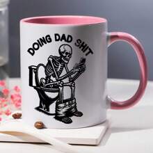 1 Piece Funny Skull 'Doing Dad Things' 11oz Ceramic Coffee Mug - Humorous Skeleton Design, Perfect Gift For Father's Day, Birthday, Christmas, Halloween, Thanksgiving, Etc - Black Handle Cup - View 8