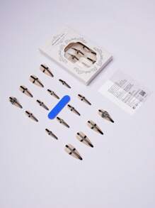 24 片装哥特式黑色假指甲，按压式指甲，金属风十字架和钻石简约设计，假指甲适合女士女孩日常佩戴（细高跟鞋形状）美甲用品 - 黑色 - 查看 5