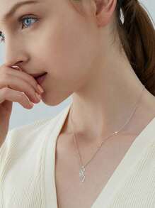 S925 Sterling Silver 18K Gold Plated Cubic Zirconia Orchid Flower Pendant Necklace, Suitable For Women's Daily Wear, Summer Jewelry, Girlfriend, Wife, Mother's Birthday, Anniversary Gift