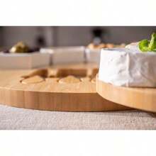 Cheese Board And Platter Set - Made From Acacia Wood - US Patented 13 Inch Cheese Cutting Board And Knife For Entertaining And Serving - 4 Knives And 4 Bowls