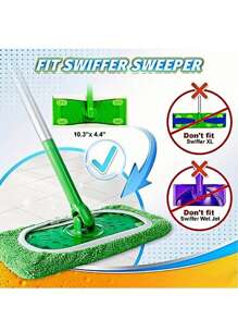 1/4 件，超细纤维清洁拖把替换垫，兼容扫地机，平板拖把布，可清洗且耐用的替换拖把布，干湿两用，易于清洁，清洁用品，返校用品 - 綠色 - 查看 5