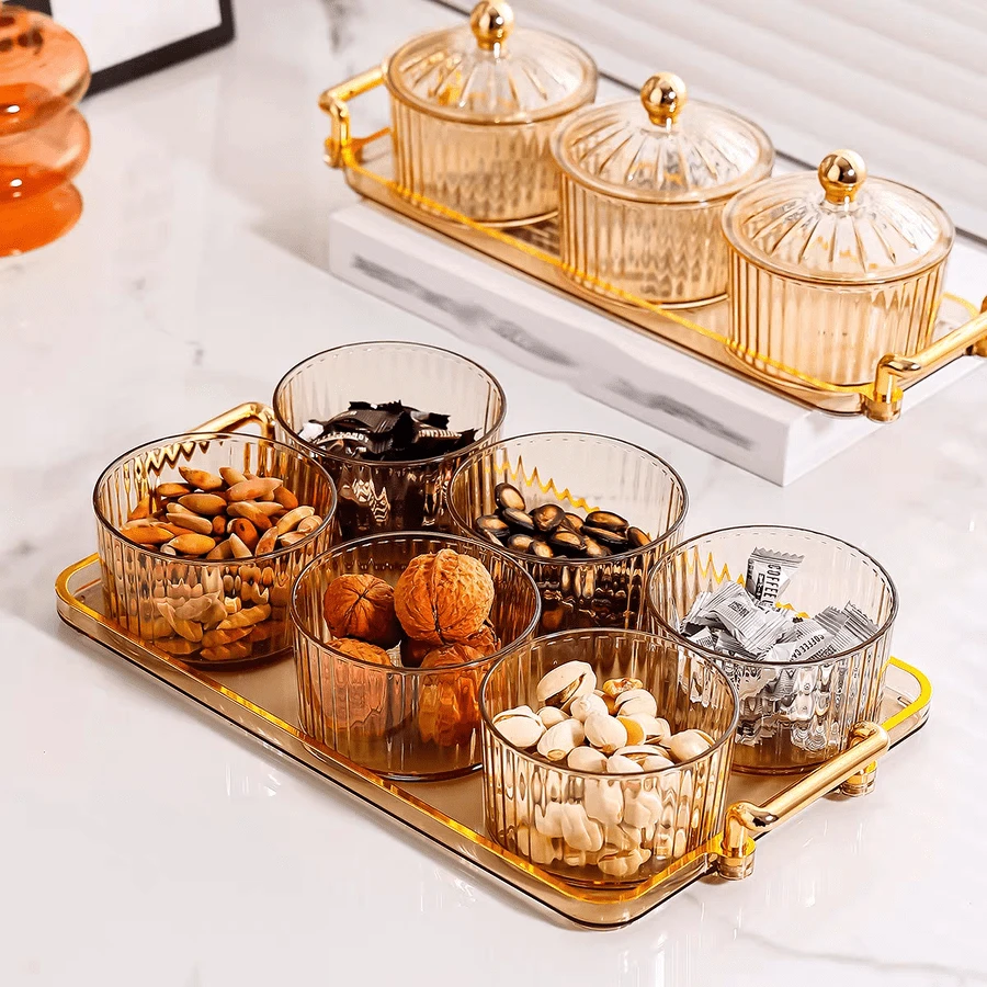 1 Set Of New Fashionable Design Sealed Lid Candy Box, For Home Storage Container Of Candy, Nuts, Snacks, Cookies - Gold - View 1