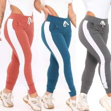 Kit 3 Crepe Knit Trousers With Belt - Rose Blue Gray - View 1